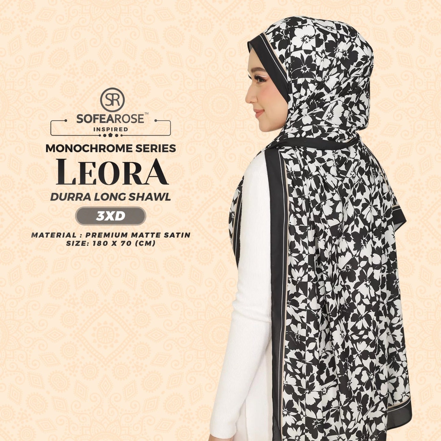 Sofearose Inspired Dura Monochrome Long Shawl Collection (3XD - 4XD)