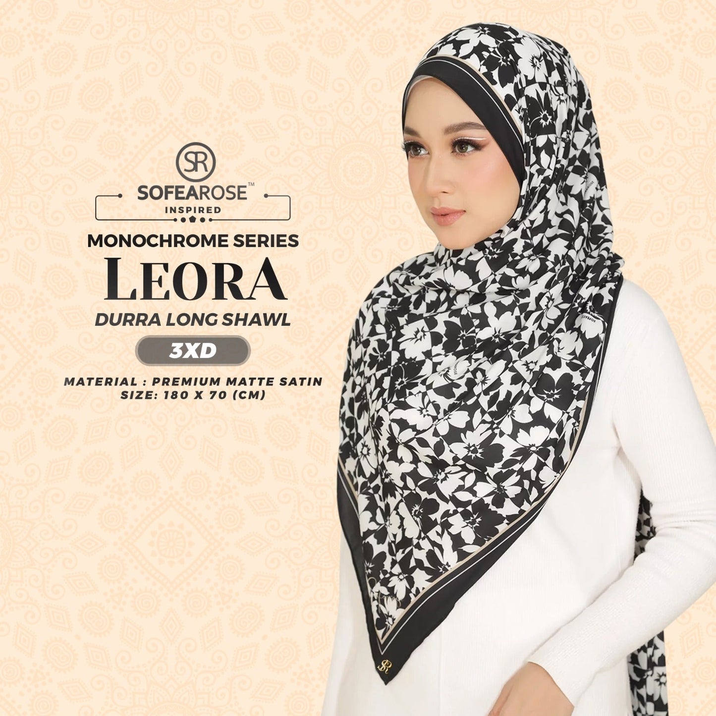 Sofearose Inspired Dura Monochrome Long Shawl Collection (3XD - 4XD)