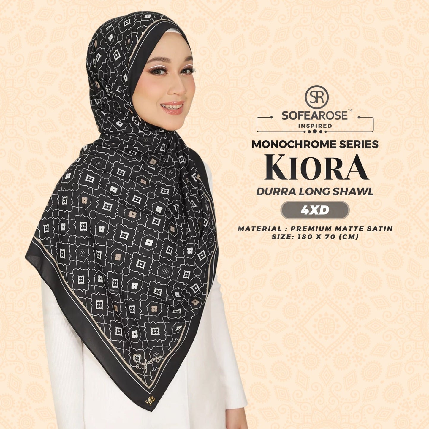 Sofearose Inspired Dura Monochrome Long Shawl Collection (3XD - 4XD)