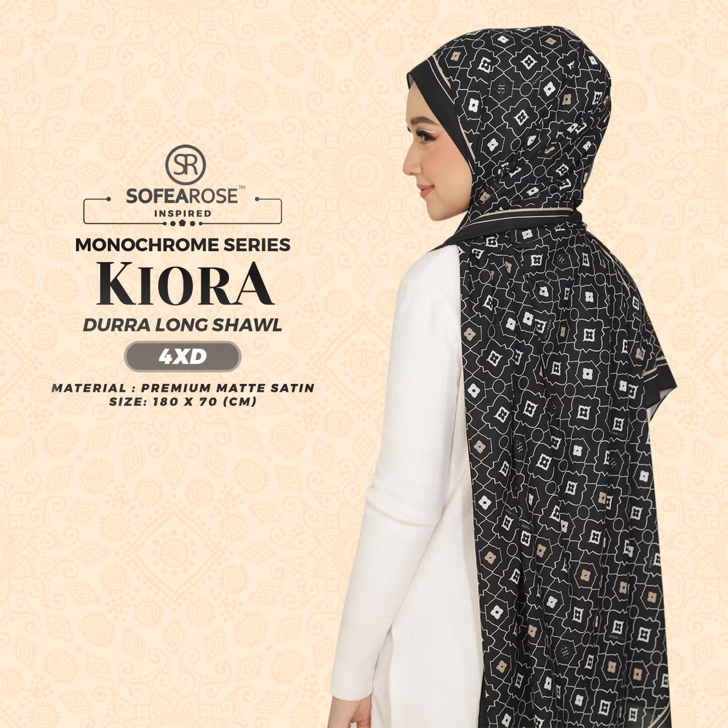 Sofearose Inspired Dura Monochrome Long Shawl Collection (3XD - 4XD)