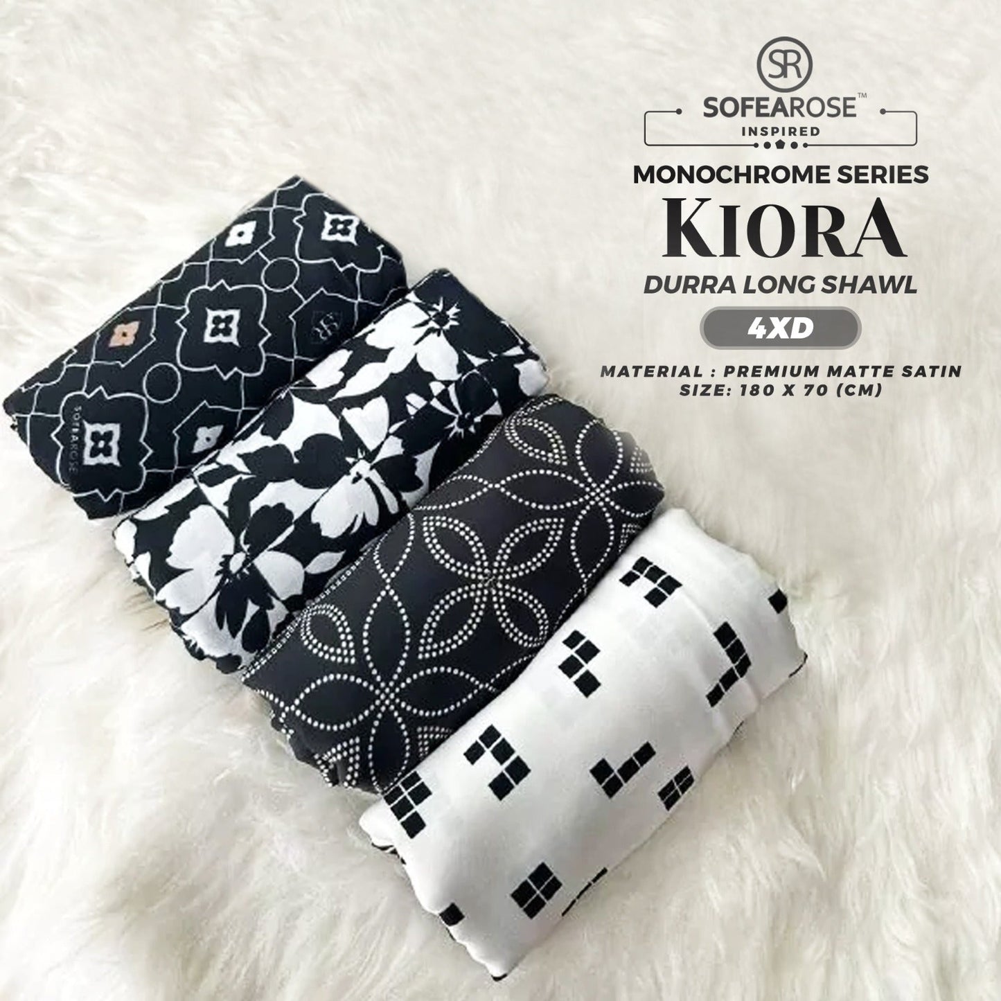 Sofearose Inspired Dura Monochrome Long Shawl Collection (3XD - 4XD)