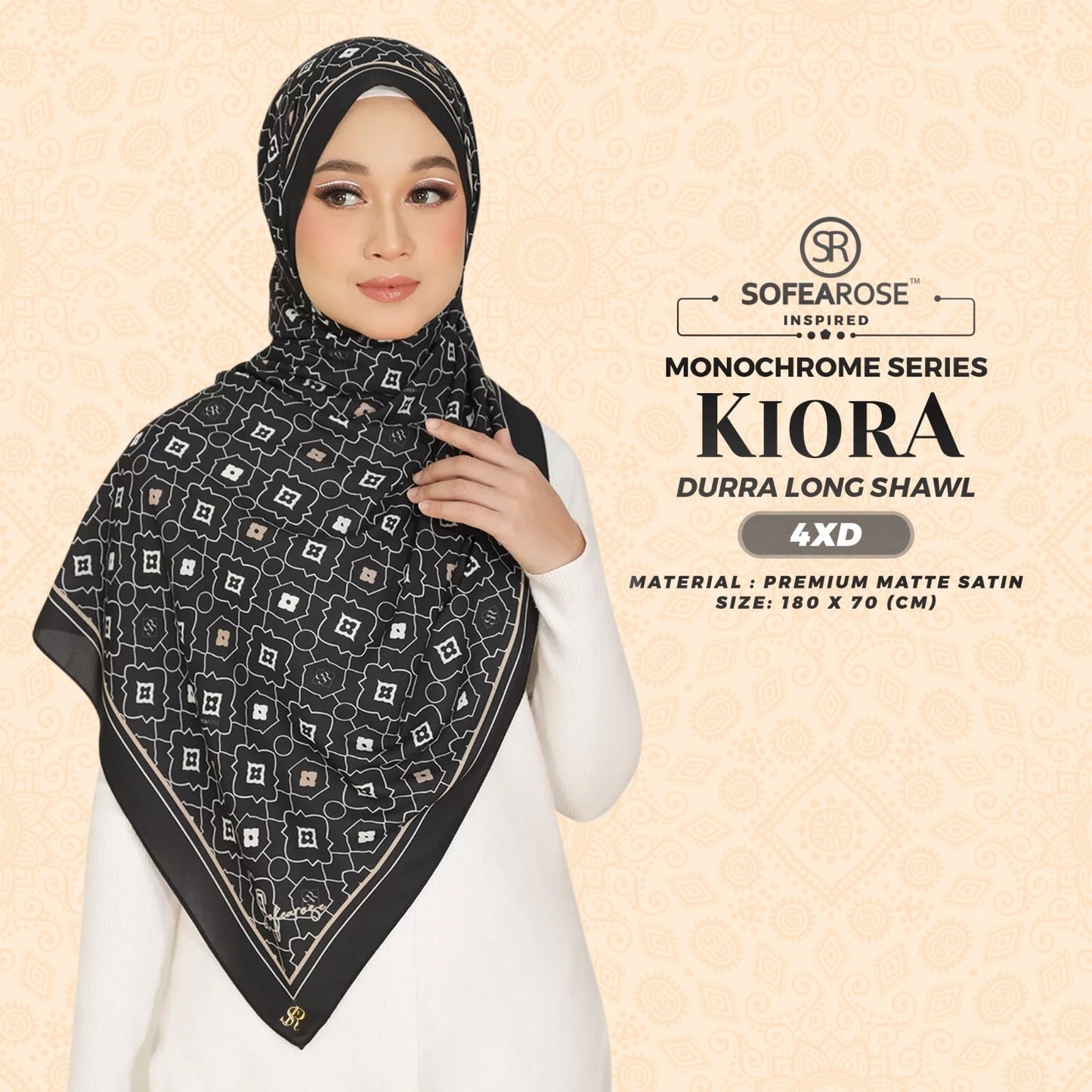 Sofearose Inspired Dura Monochrome Long Shawl Collection (3XD - 4XD)