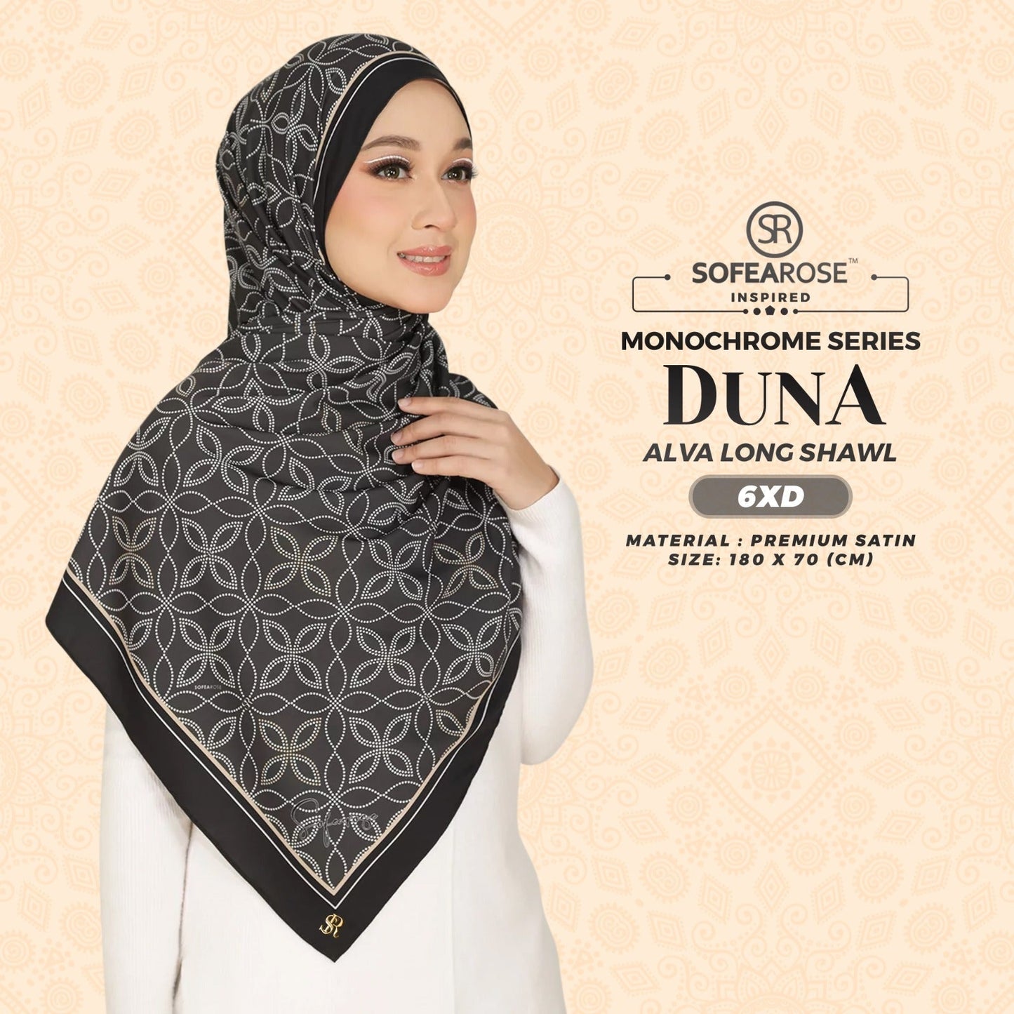 Sofearose Inspired Alva Monochrome Long Shawl Collection (6XD)