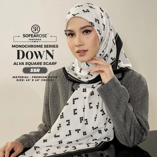 Sofearose Inspired Alva Monochrome Scarf Square Collection (5SR-6SR)