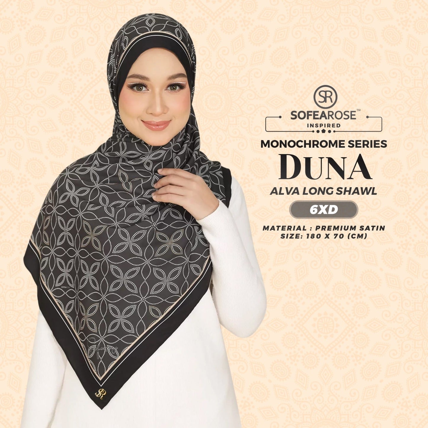 Sofearose Inspired Alva Monochrome Long Shawl Collection (6XD)