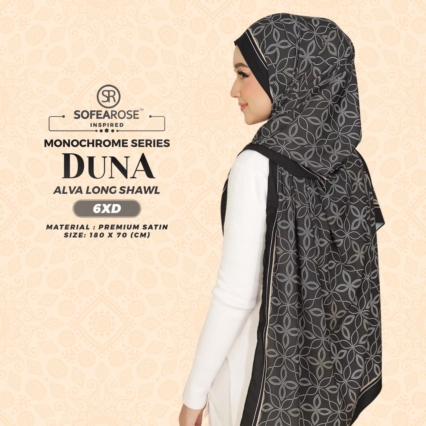 Sofearose Inspired Alva Monochrome Long Shawl Collection (6XD)