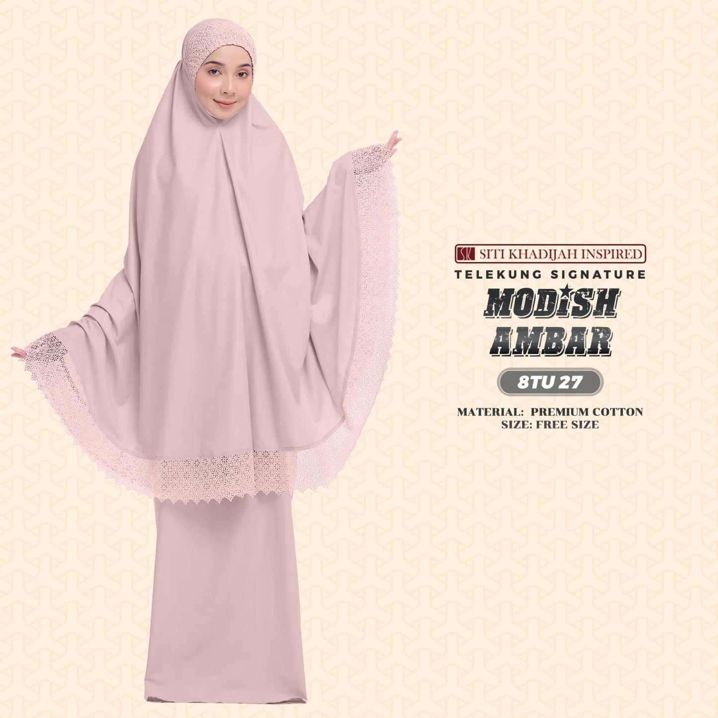 Telekung Siti Khadijah Inspired Modish Ambar Collection - Free Woven Bag (8TU)