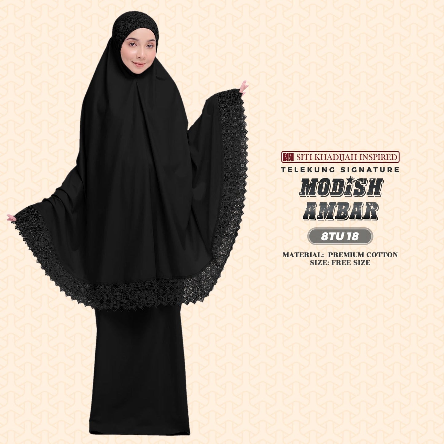 Telekung Siti Khadijah Inspired Modish Ambar Collection - Free Woven Bag (8TU)