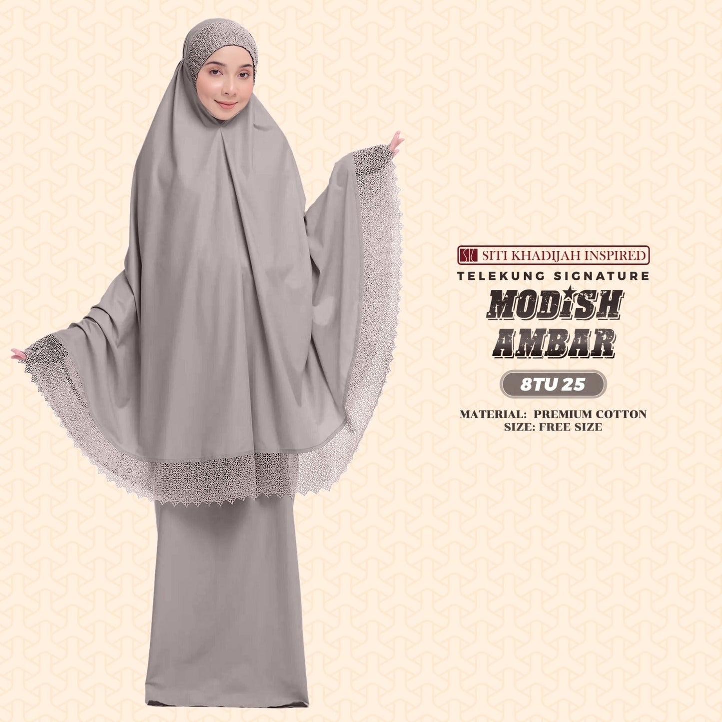 Telekung Siti Khadijah Inspired Modish Ambar Collection - Free Woven Bag (8TU)