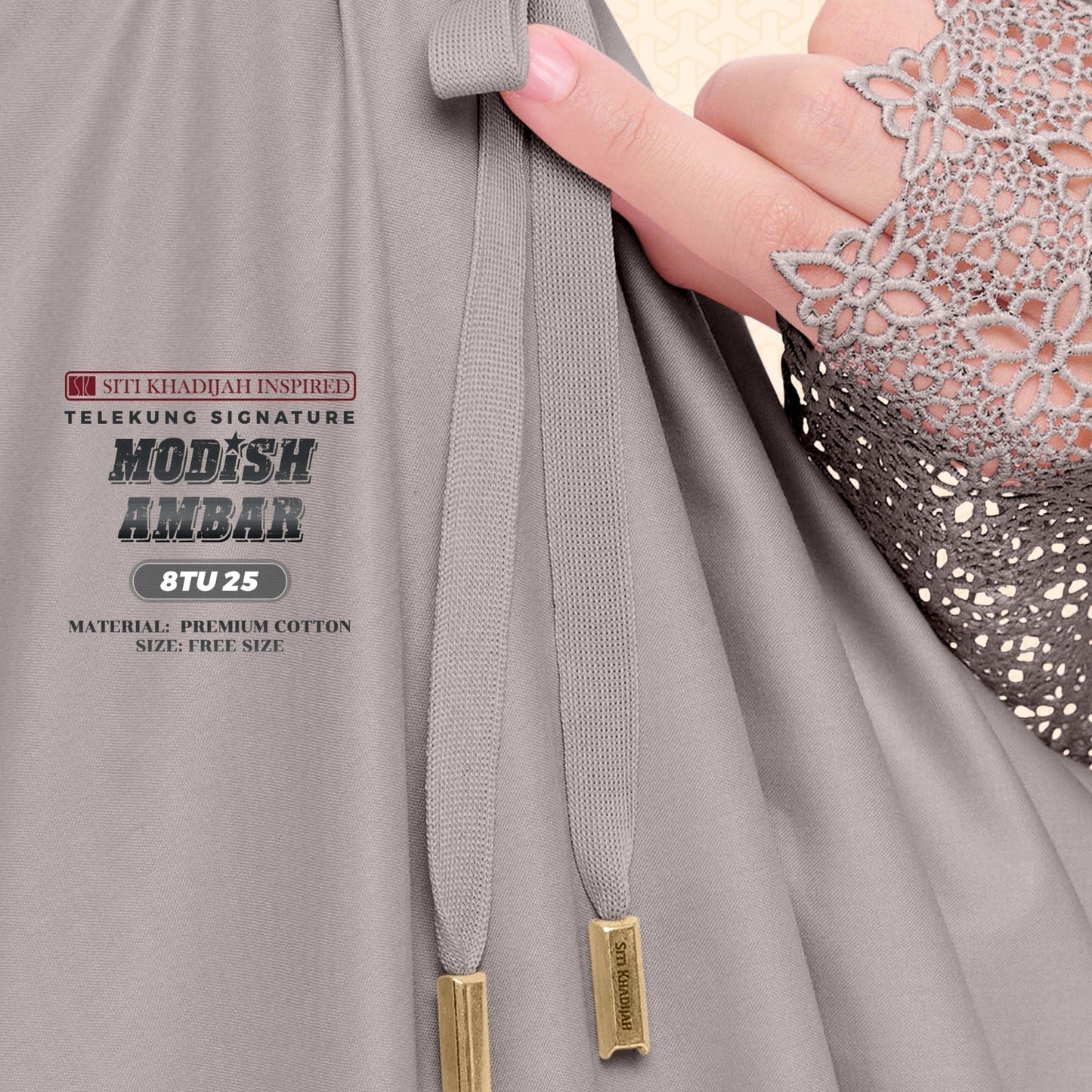 Telekung Siti Khadijah Inspired Modish Ambar Collection - Free Woven Bag (8TU)