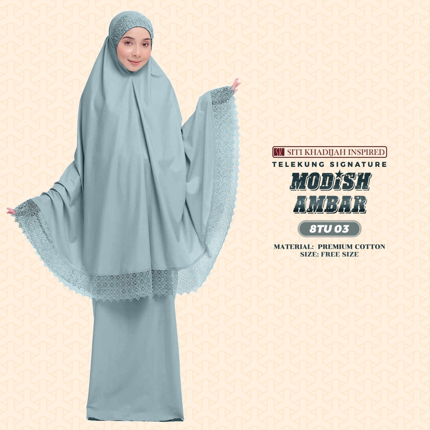 Telekung Siti Khadijah Inspired Modish Ambar Collection - Free Woven Bag (8TU)