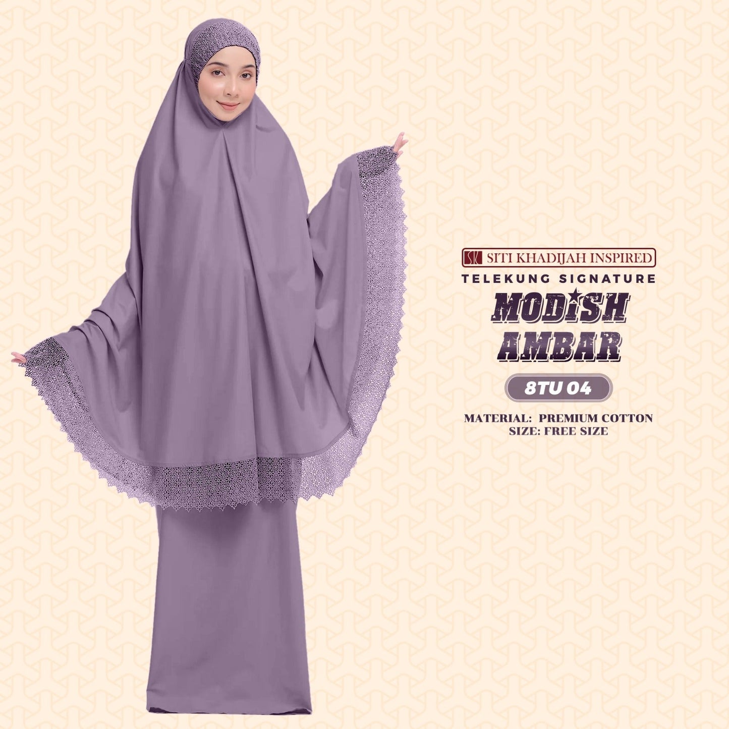 Telekung Siti Khadijah Inspired Modish Ambar Collection - Free Woven Bag (8TU)