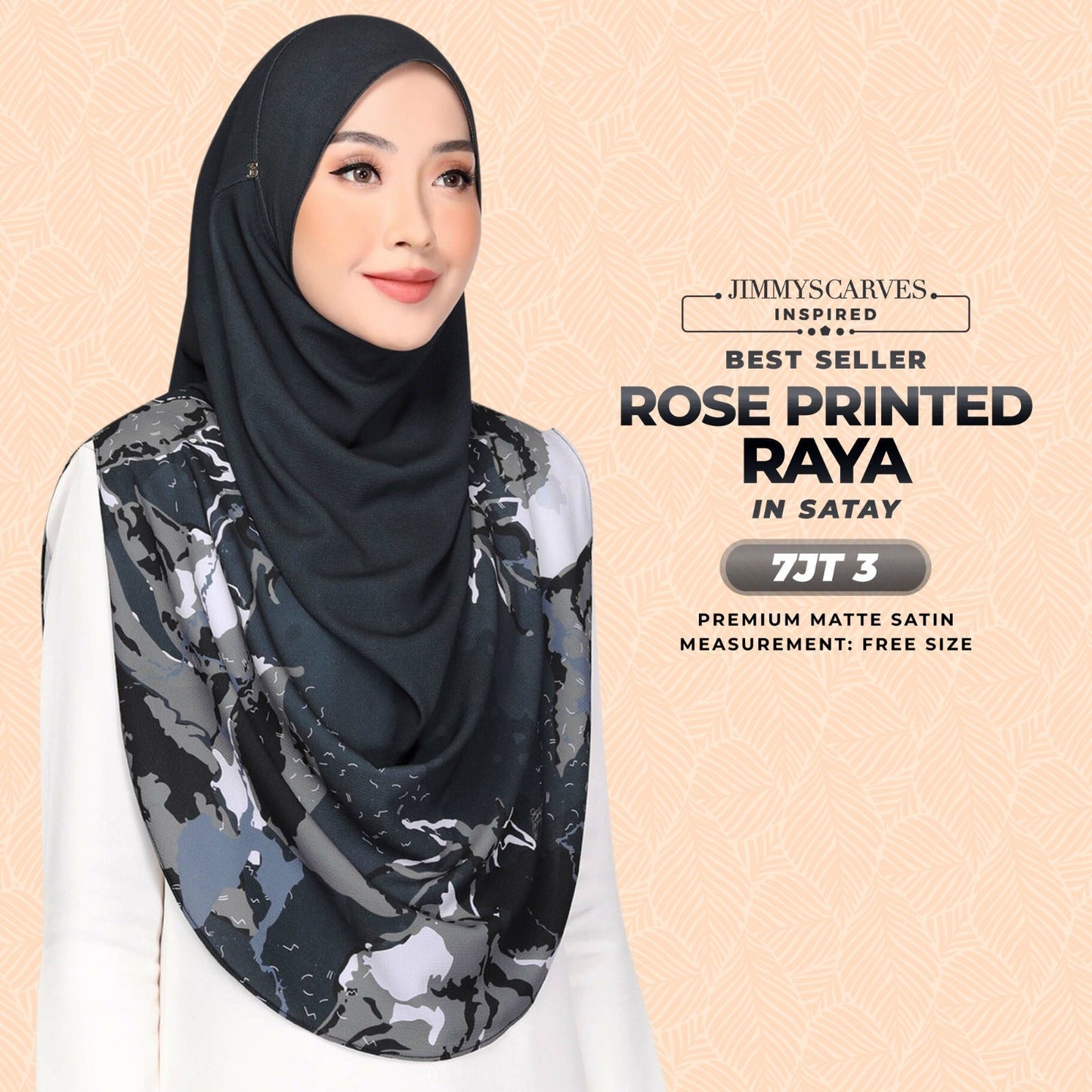 Jimmy Scarves Inspired Rose Printed Raya Instant Collection