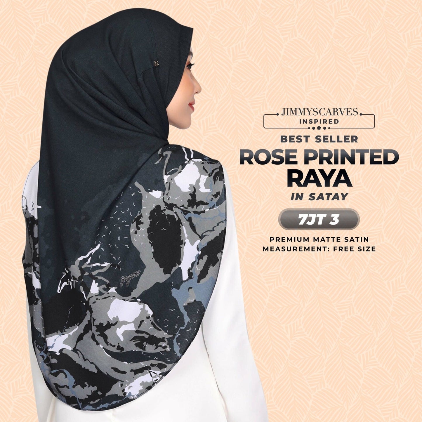 Jimmy Scarves Inspired Rose Printed Raya Instant Collection