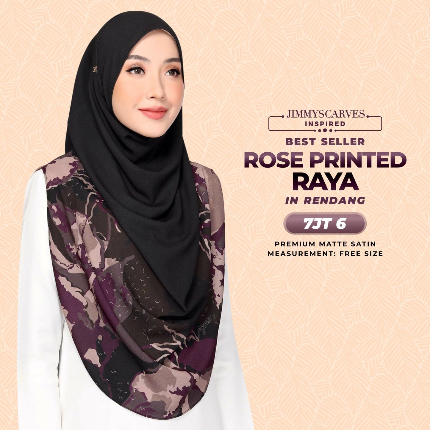 Jimmy Scarves Inspired Rose Printed Raya Instant Collection