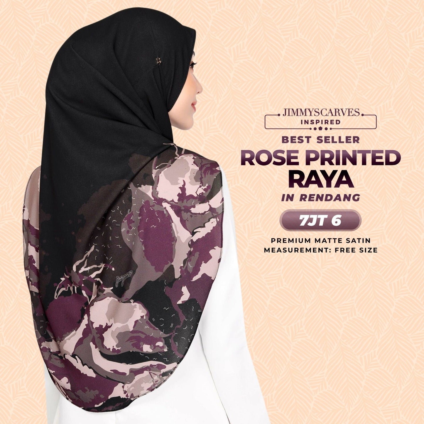 Jimmy Scarves Inspired Rose Printed Raya Instant Collection