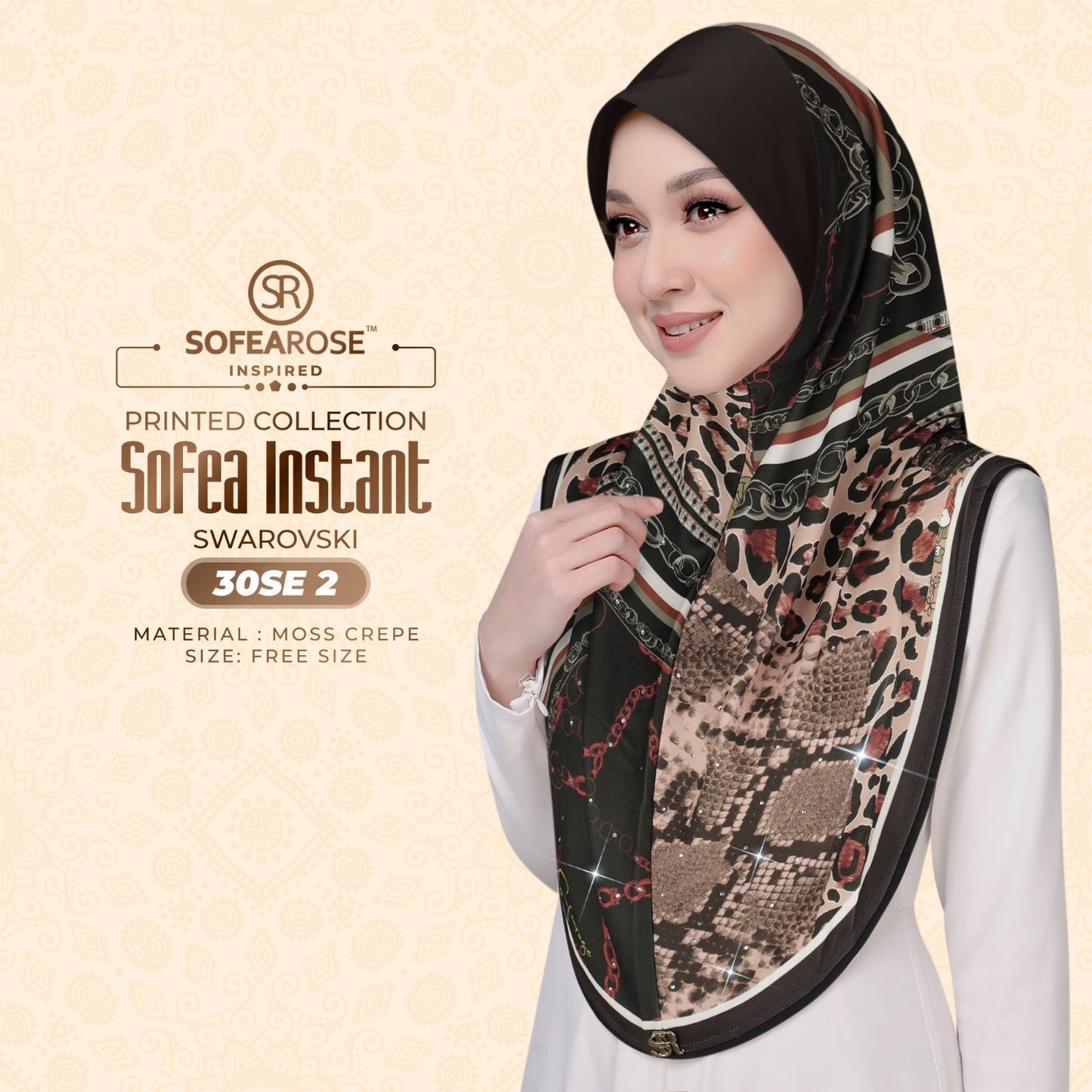Sofea Rose Printed Swarovski Instant Sarung Collection