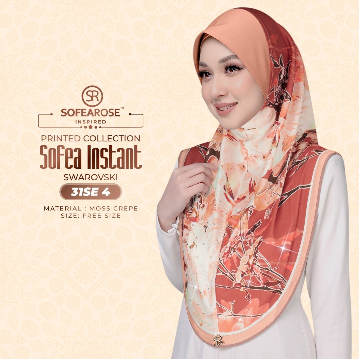 Sofea Rose Printed Swarovski Instant Sarung Collection