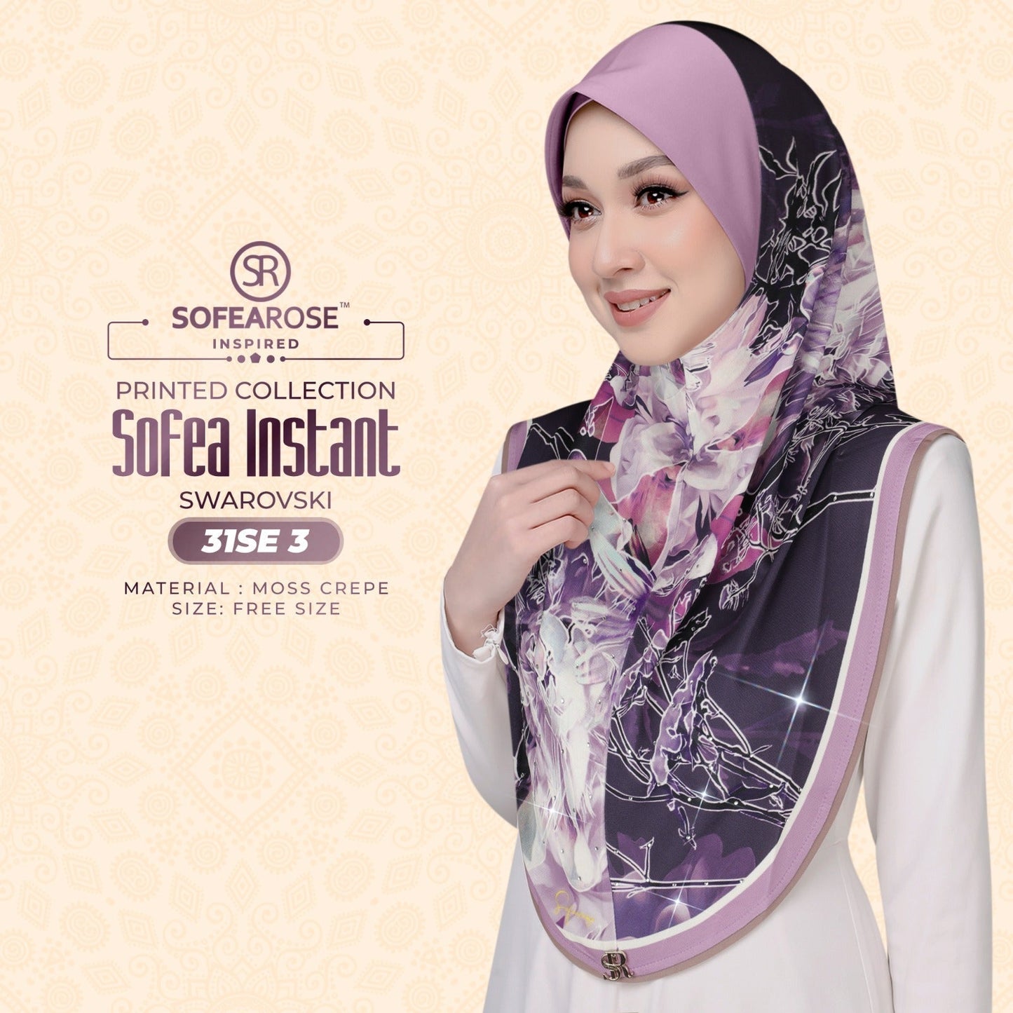 Sofea Rose Printed Swarovski Instant Sarung Collection