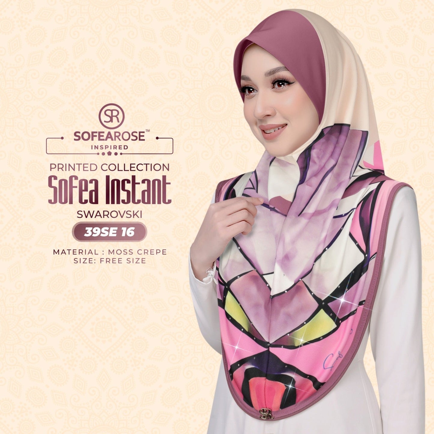 Sofearose Inspired Printed Instant Sarung Swarovski Collection