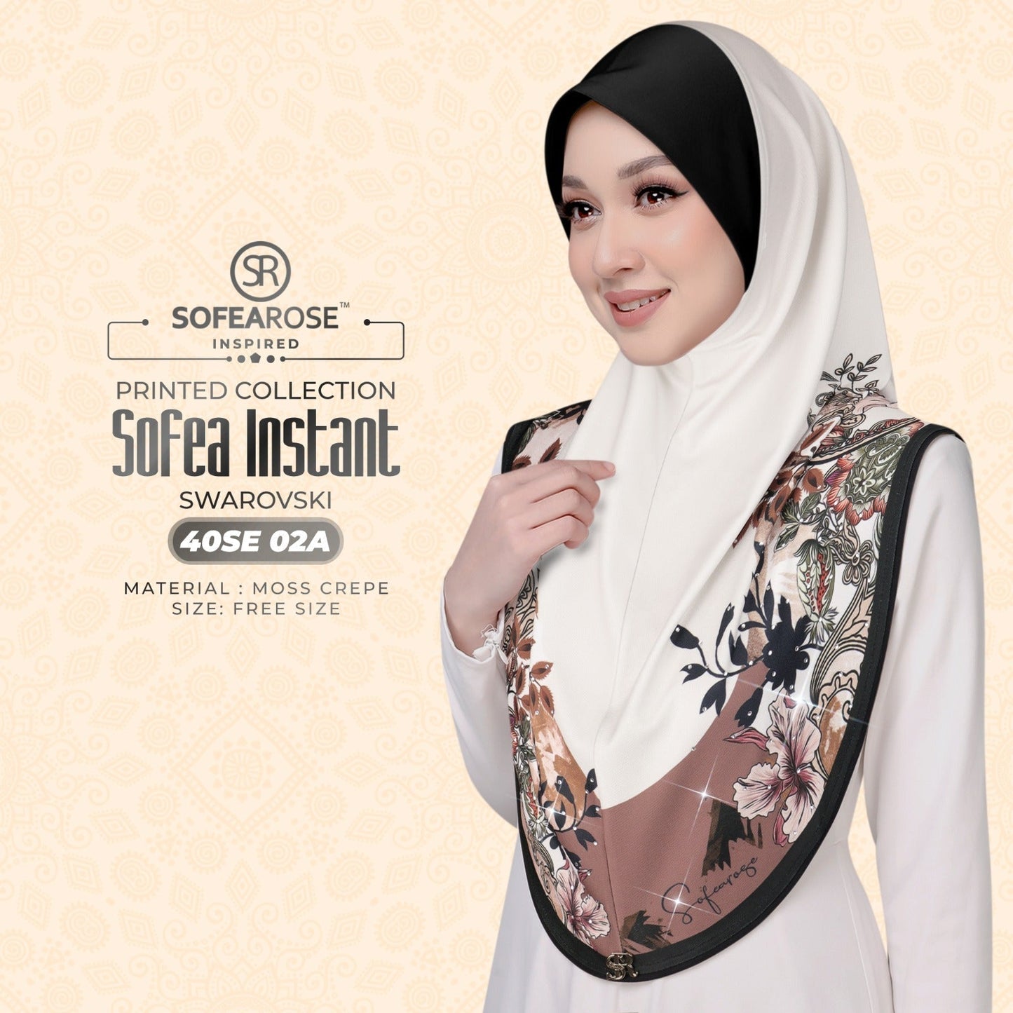 Sofearose Inspired Printed Instant Sarung Swarovski Collection