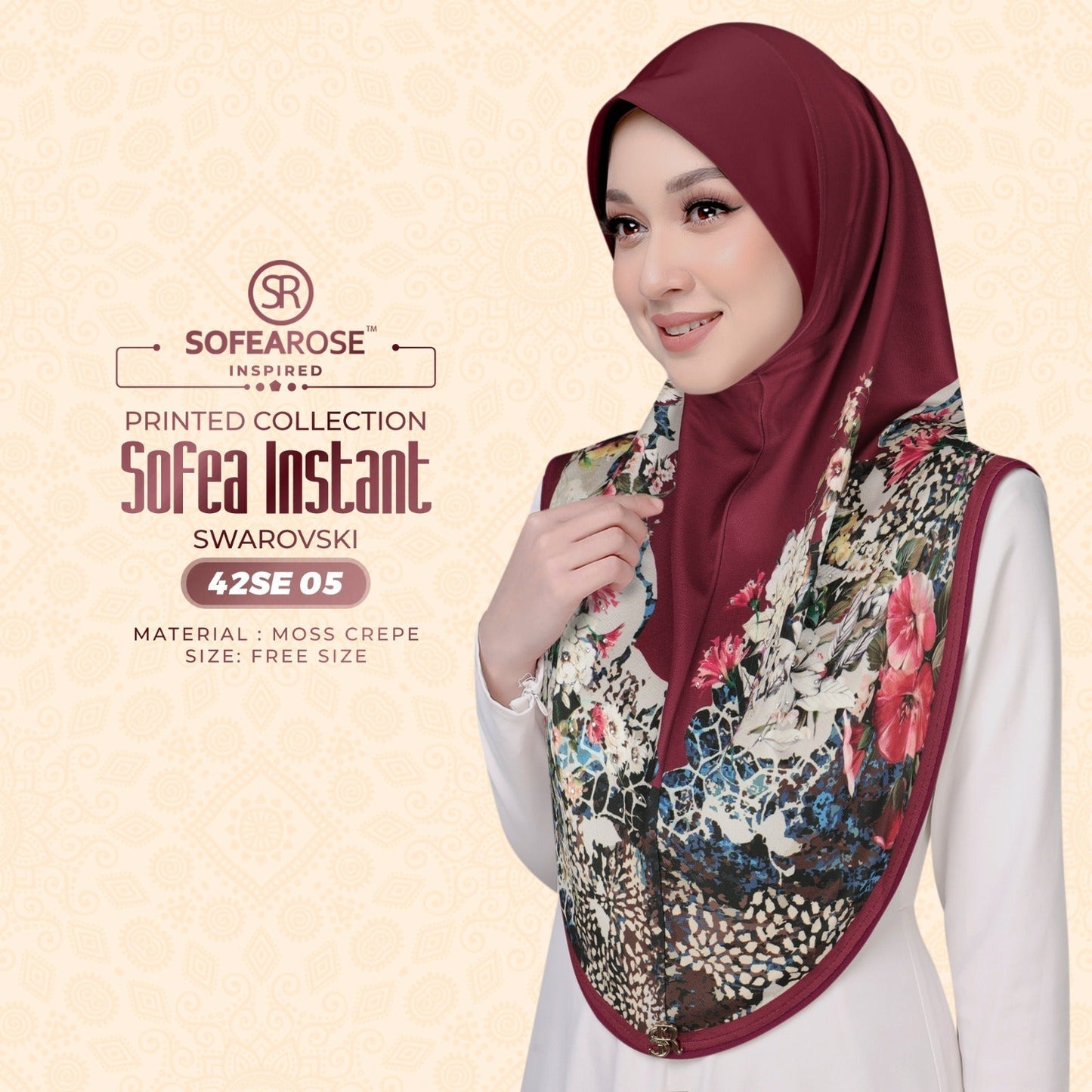 Sofearose Inspired Printed Instant Sarung Swarovski Collection