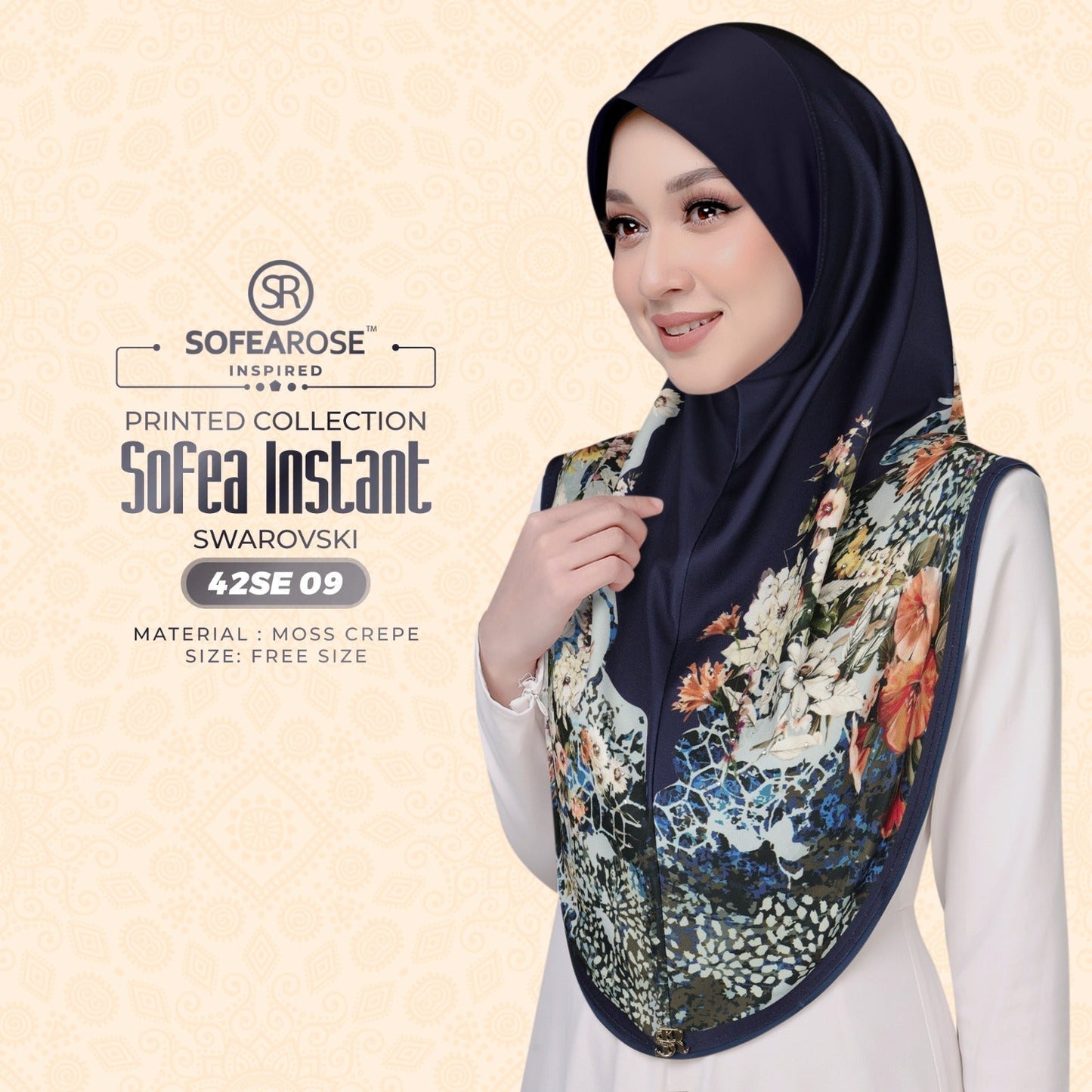 Sofearose Inspired Printed Instant Sarung Swarovski Collection