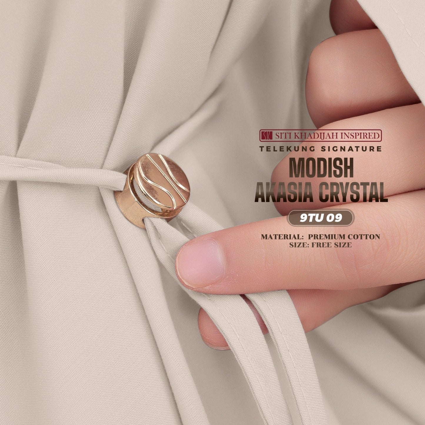 Telekung Siti Khadijah Inspired Modish Akasia Crystal Collection - Free Wovenbag (9TU)