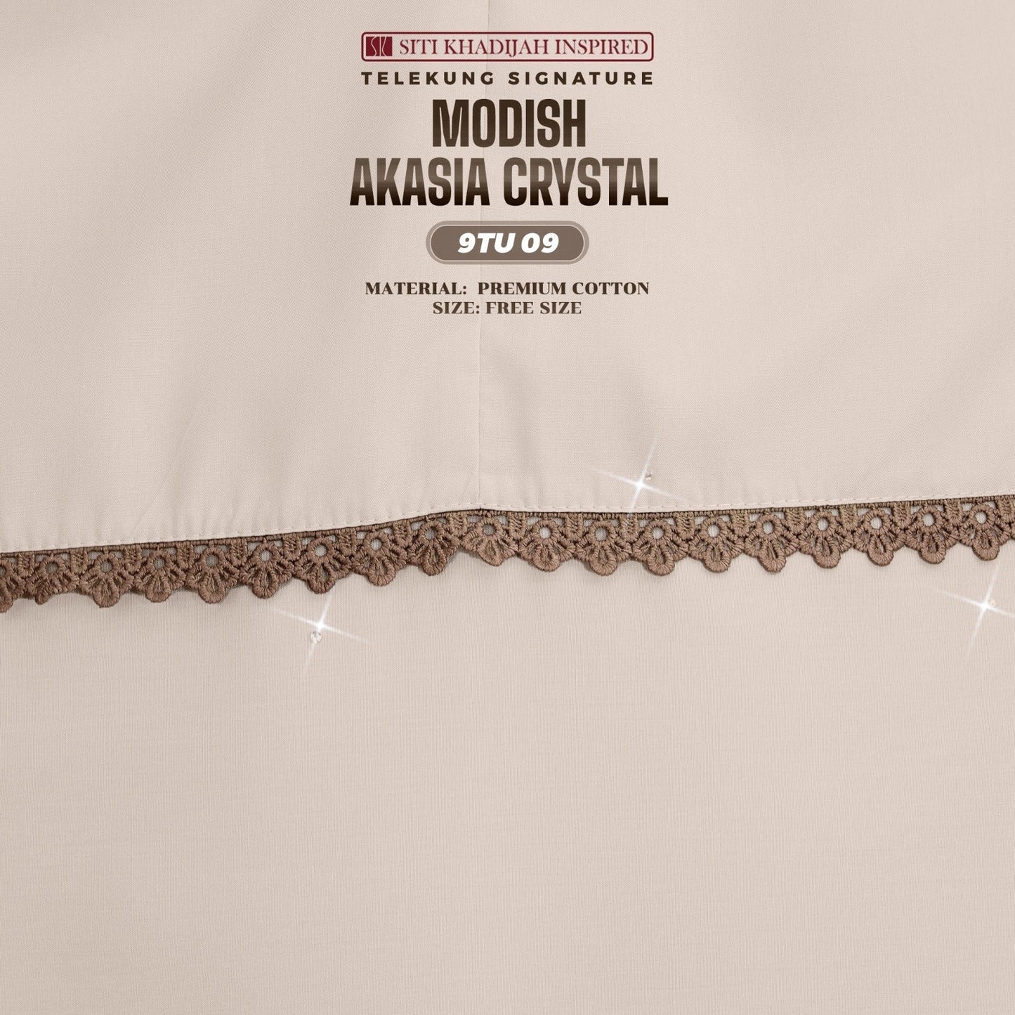 Telekung Siti Khadijah Inspired Modish Akasia Crystal Collection - Free Wovenbag (9TU)