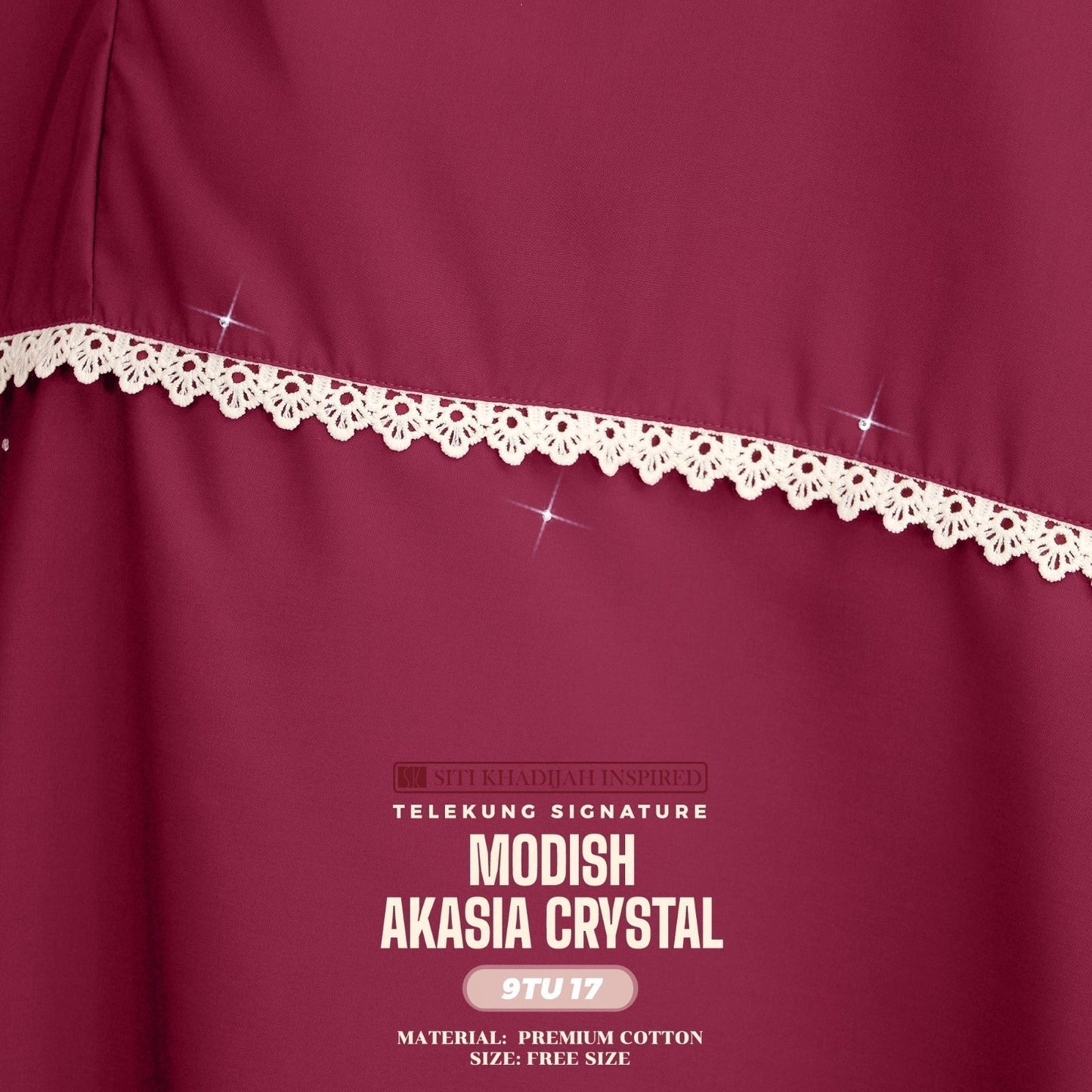 Telekung Siti Khadijah Inspired Modish Akasia Crystal Collection - Free Wovenbag (9TU)