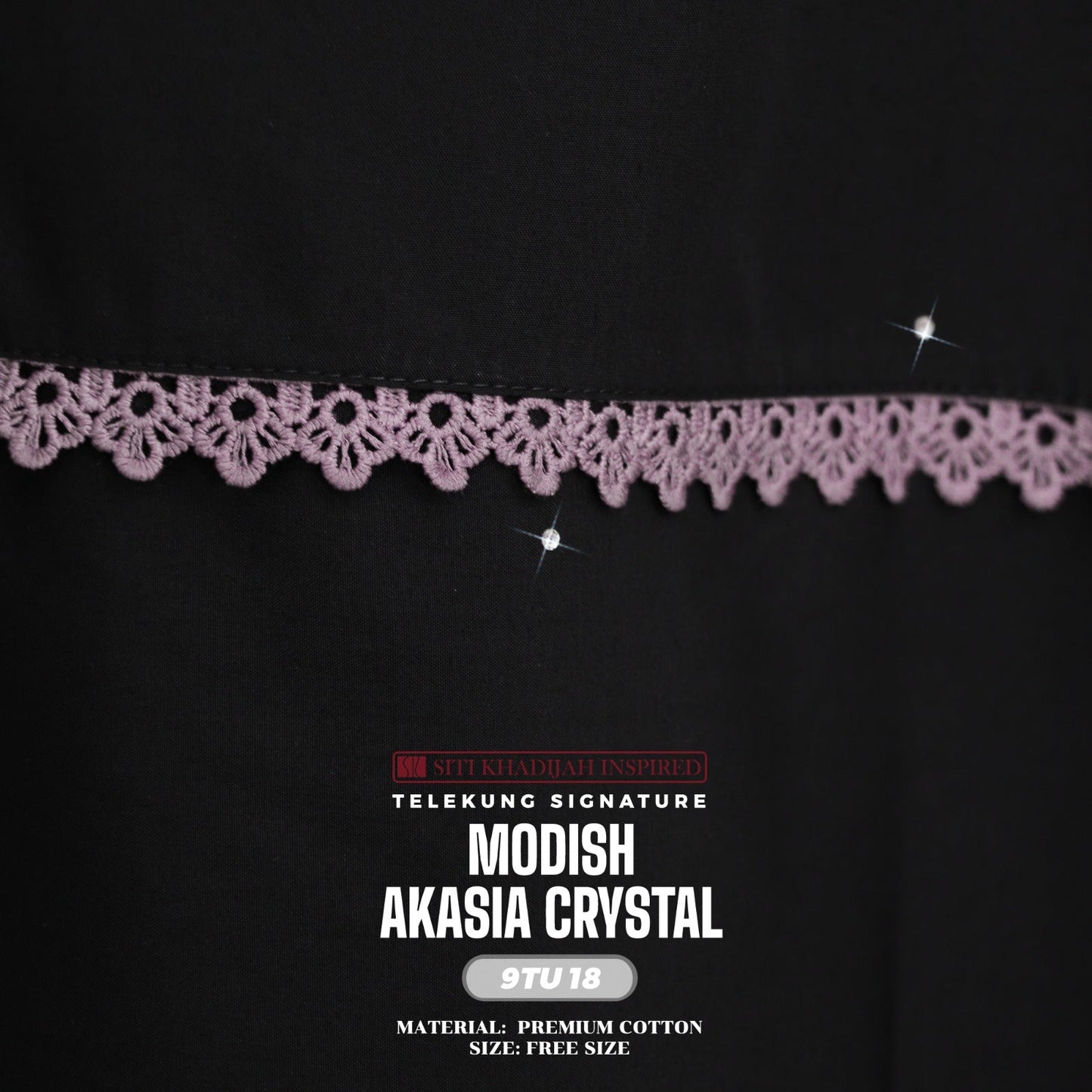 Telekung Siti Khadijah Inspired Modish Akasia Crystal Collection - Free Wovenbag (9TU)