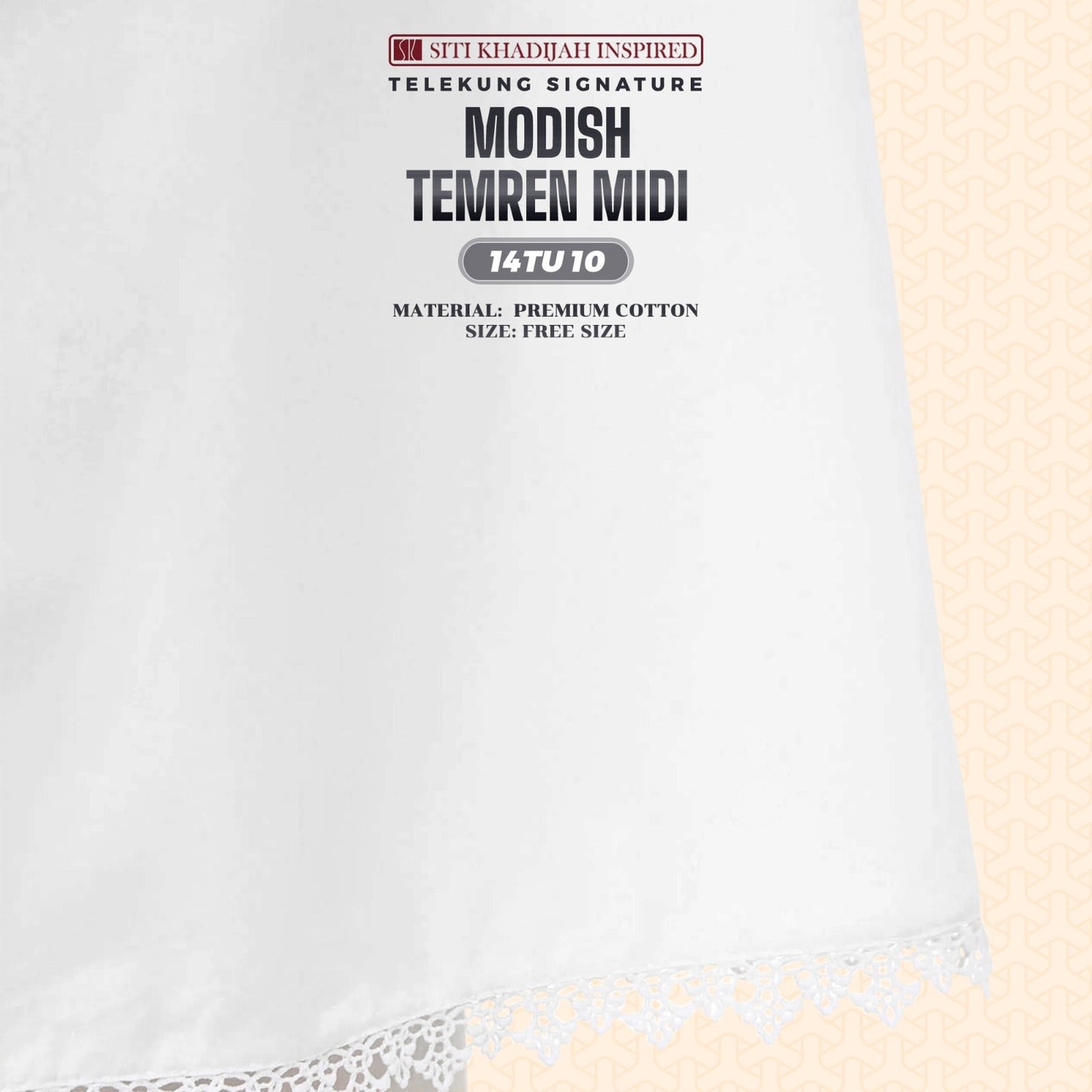Telekung Siti Khadijah Inspired Modish Temren Midi (Top Only) - Free Wovenbag