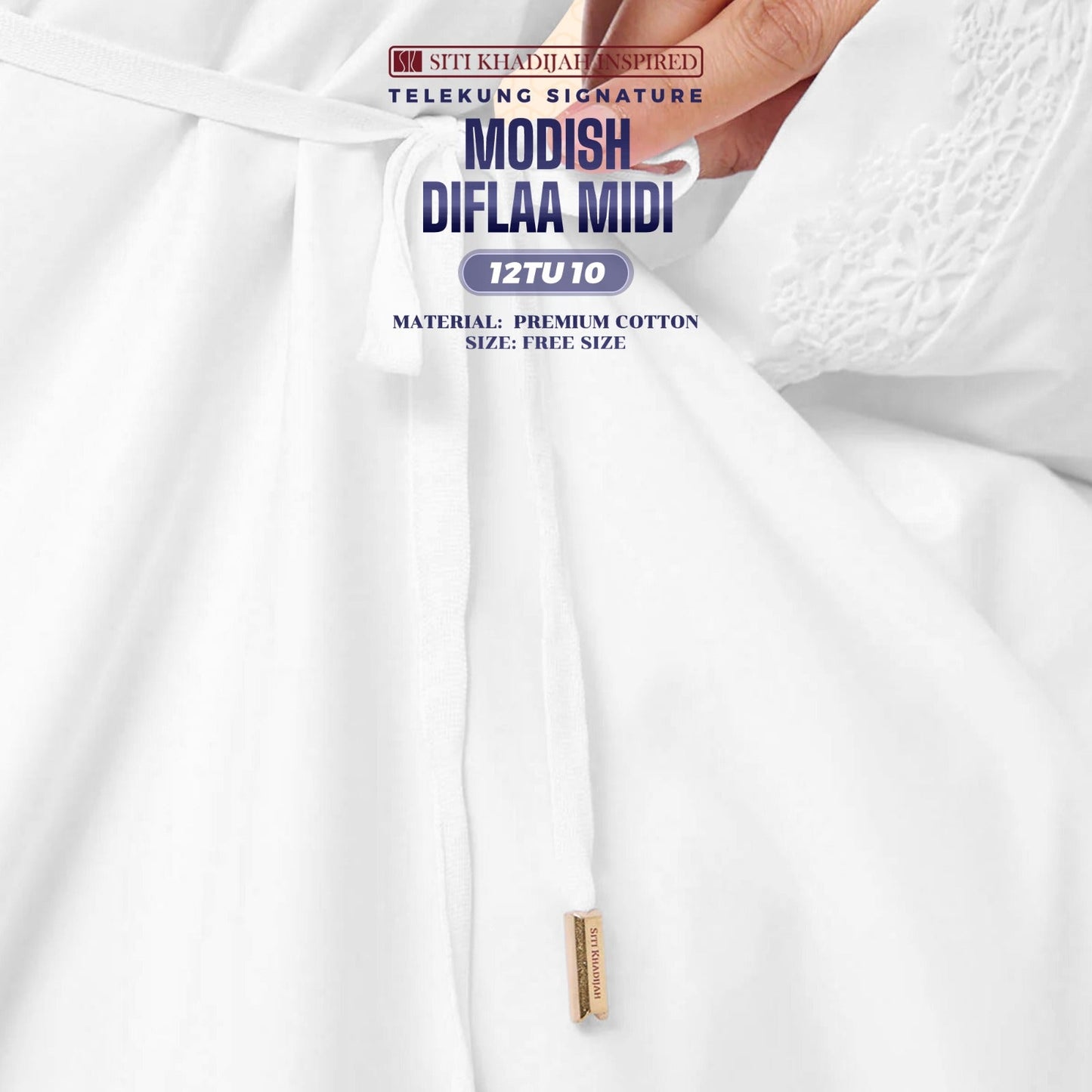 Telekung Siti Khadijah Inspired Modish Diflaa Midi (Top Only) - Free Woven Bag
