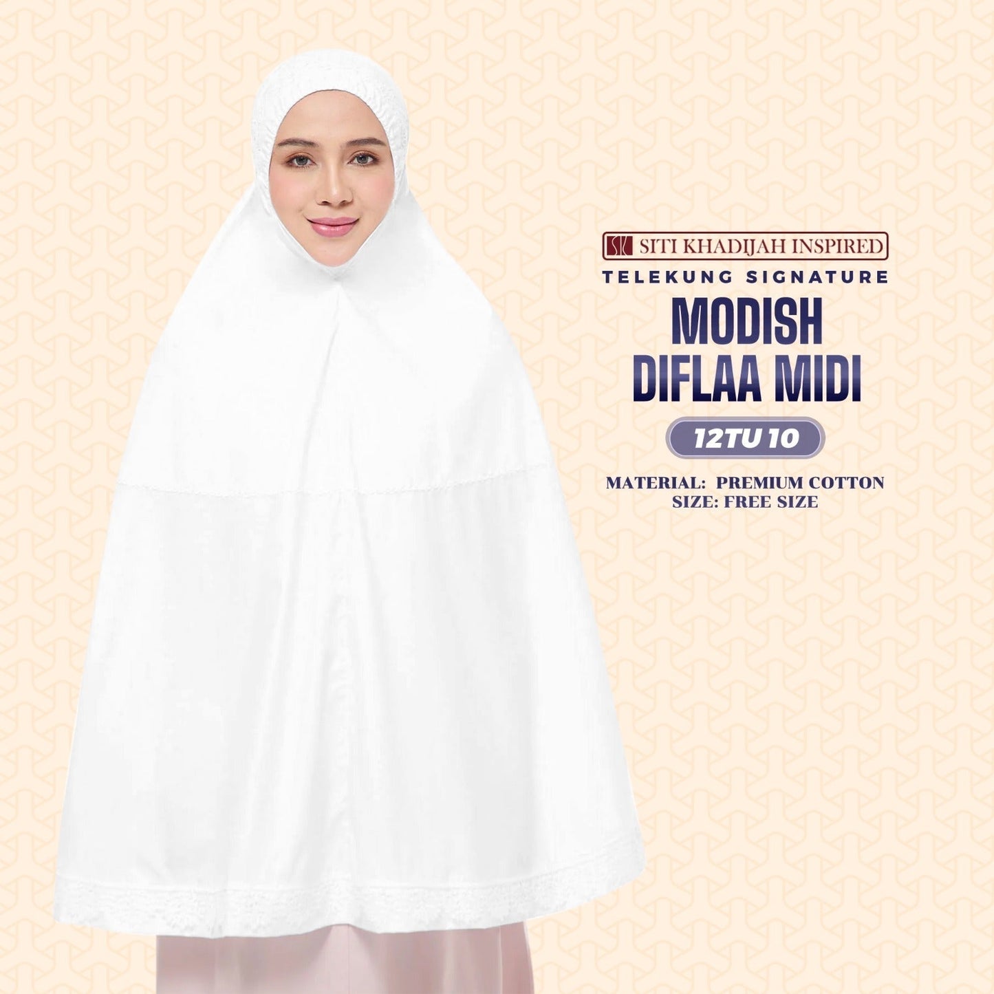 Telekung Siti Khadijah Inspired Modish Diflaa Midi (Top Only) - Free Woven Bag