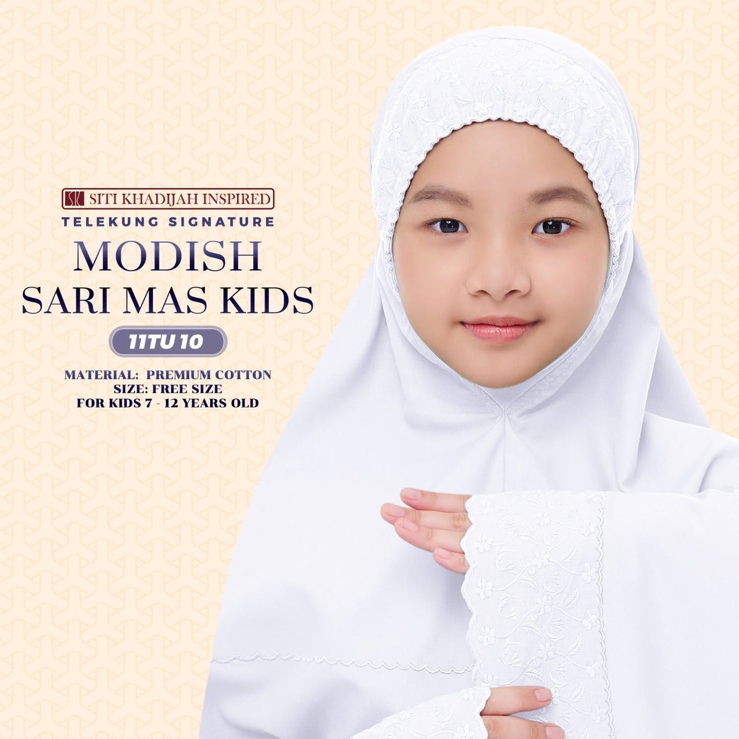 Telekung Siti Khadijah Inspired Signature Sari Mas Kids - Free Wovenbag
