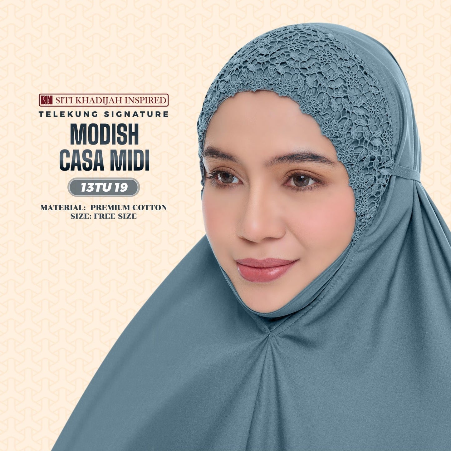 Telekung Siti Khadijah Inspired Modish Casa Midi (Top Only) - Free Wovenbag