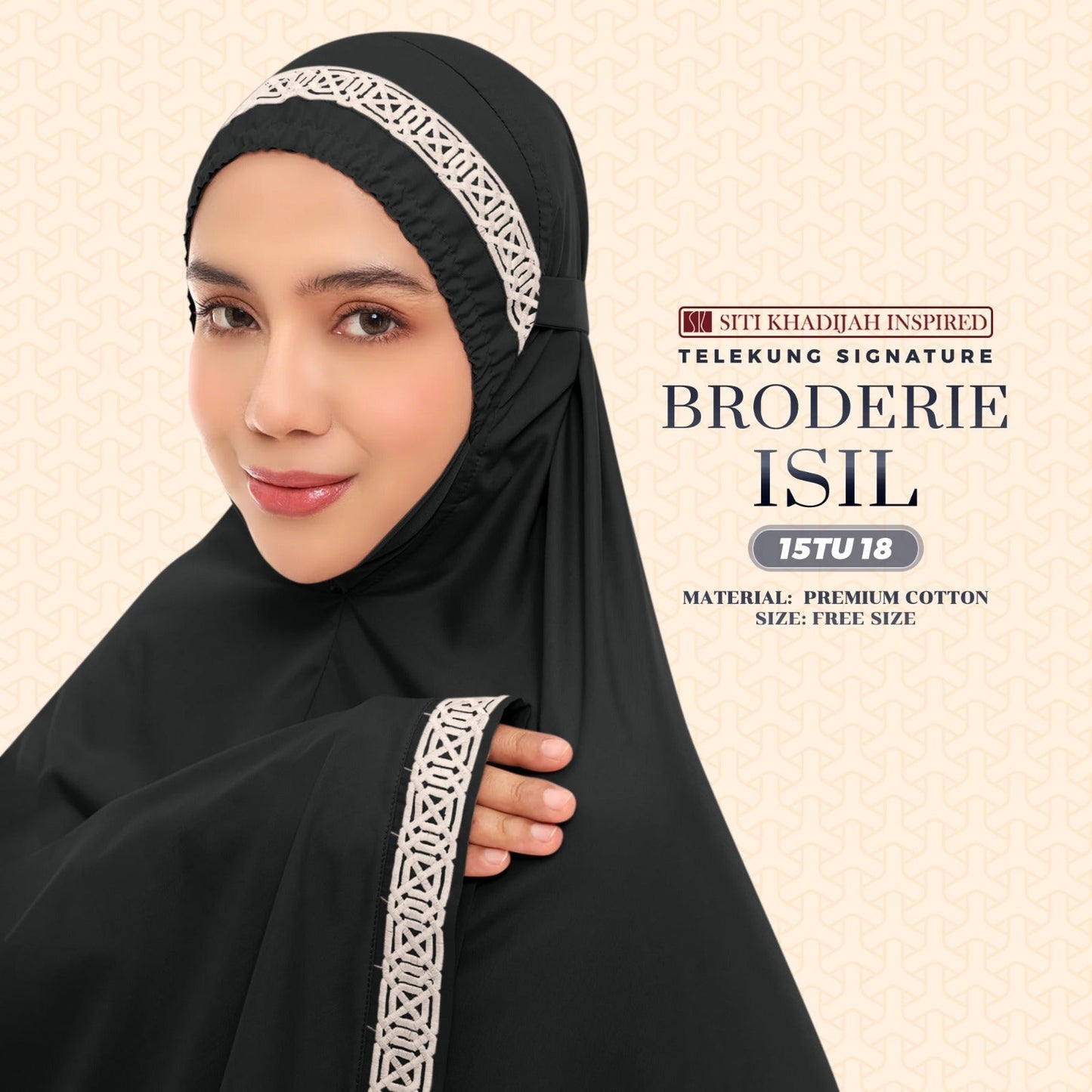 Telekung Siti Khadijah Inspired Broderie Isil Collection - Free Wovenbag