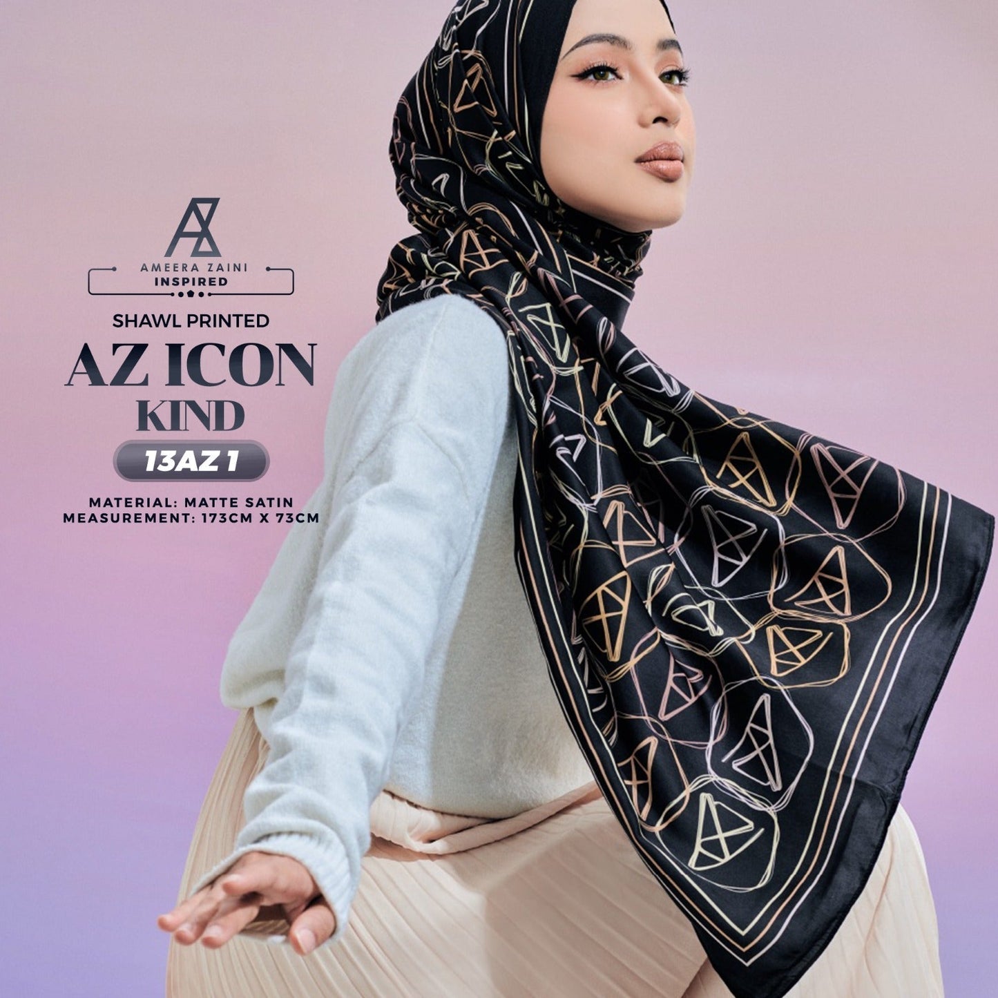 Ameera Zaini Inspired AZ ICON KIND Printed Shawl Collection (13AZ)