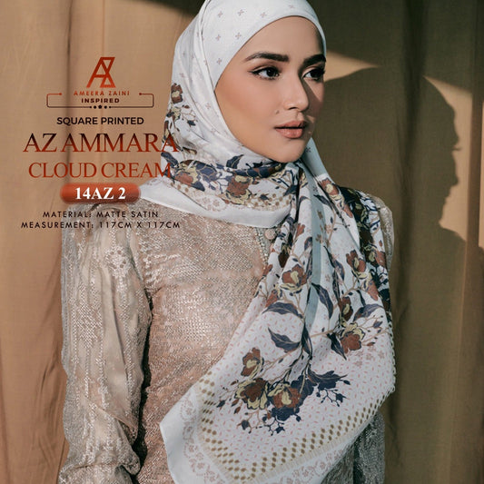 Ameera Inspired Zaini AZ AMMARA Printed Square Collection (14AZ)