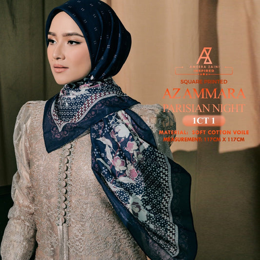 Ameera Zaini Inspired AZ AMMARA Solf Cotton Voile Printed Square Collection (1CT)