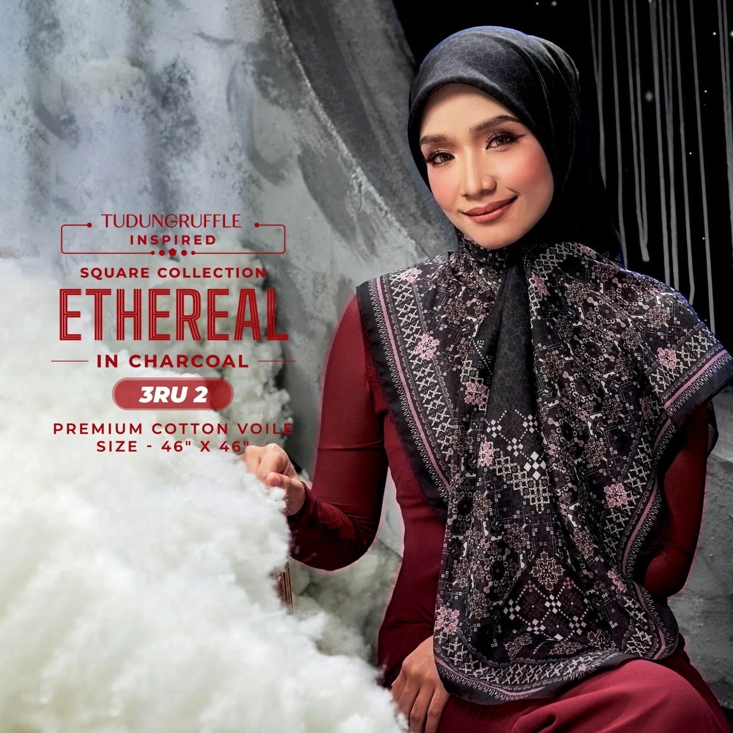 Tudung Ruffle Inspired Ethereal Square Collection (3RU)
