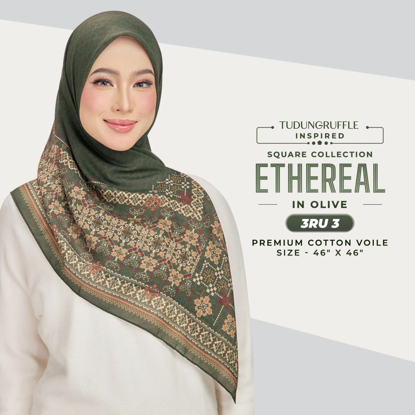 Tudung Ruffle Inspired Ethereal Square Collection (3RU)