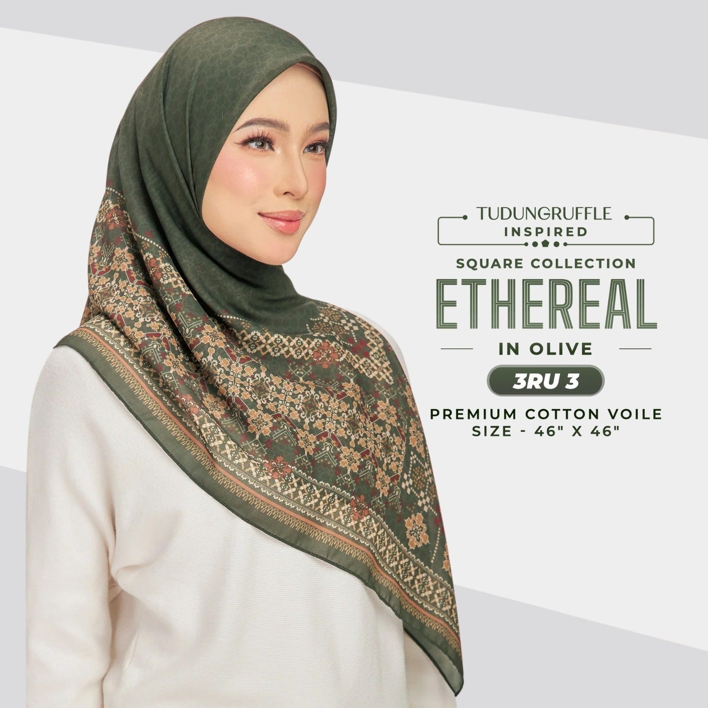 Tudung Ruffle Inspired Ethereal Square Collection (3RU)