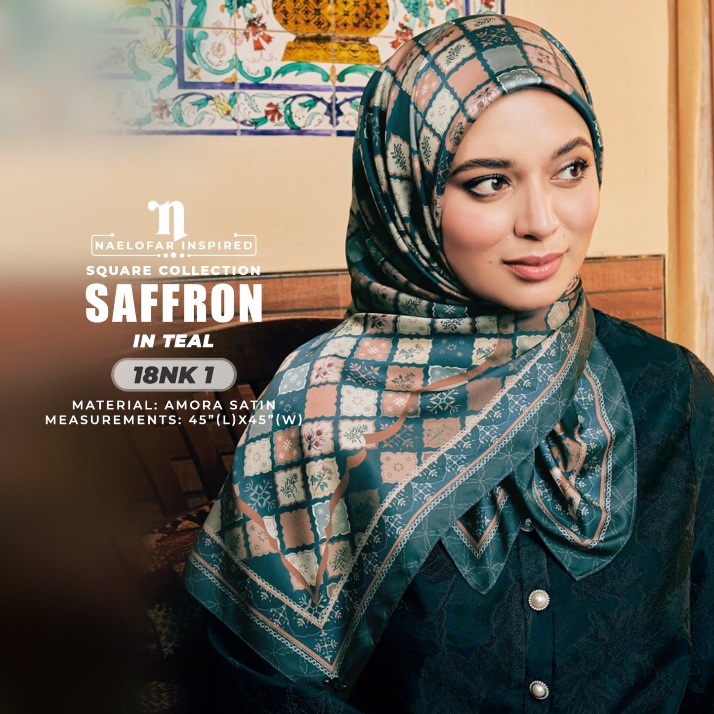 Naelofar Inspired Saffron SQ Printed Collection (18NK)