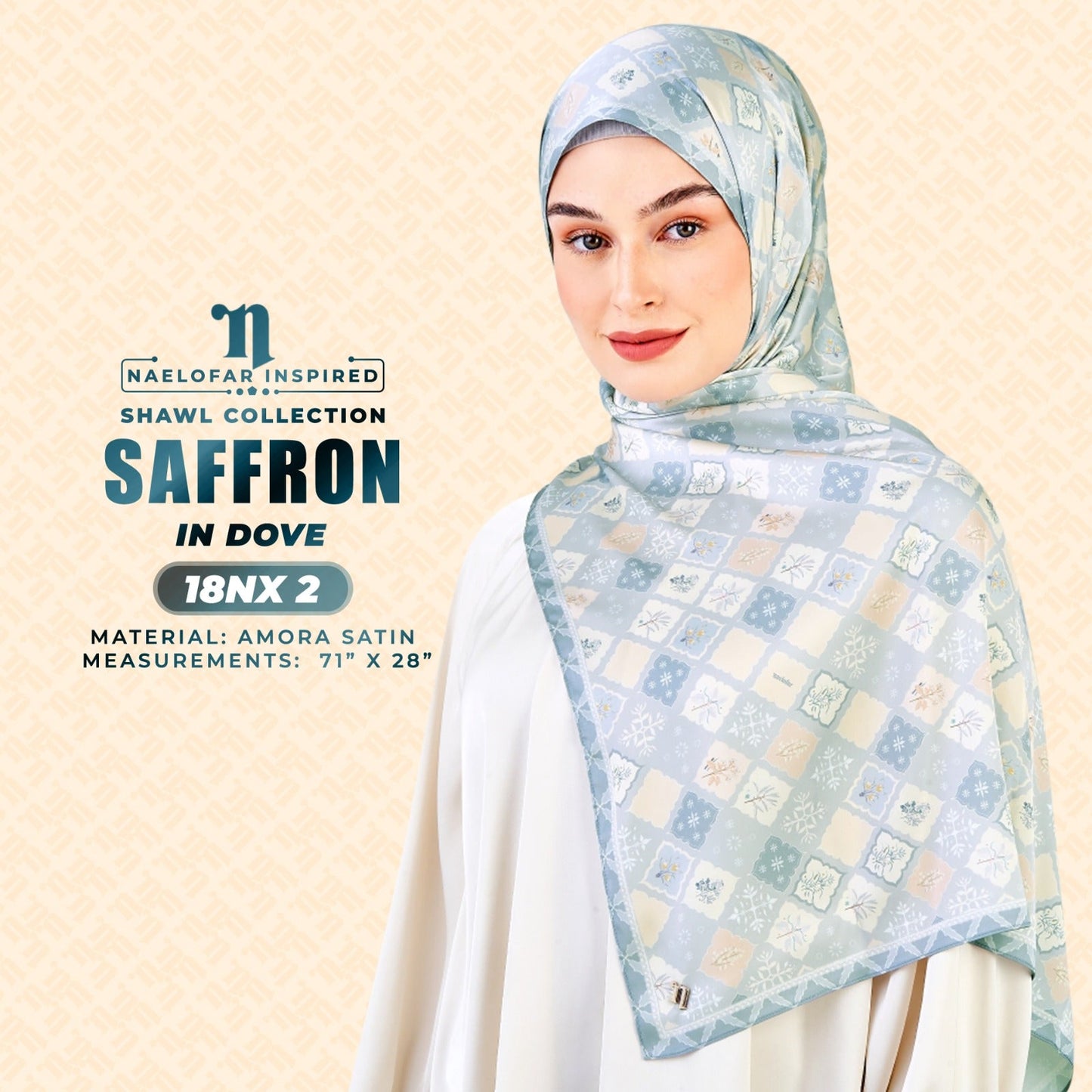 Naelofar Inspired Saffron Shawl Printed Collection (18NX)