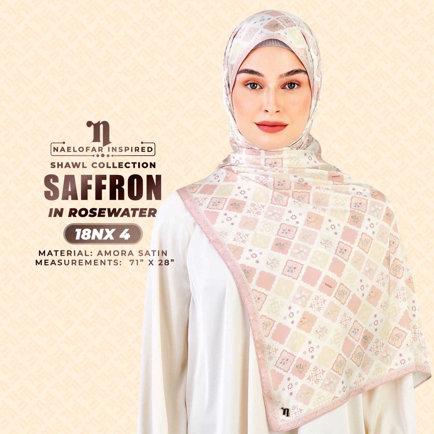 Naelofar Inspired Saffron Shawl Printed Collection (18NX)