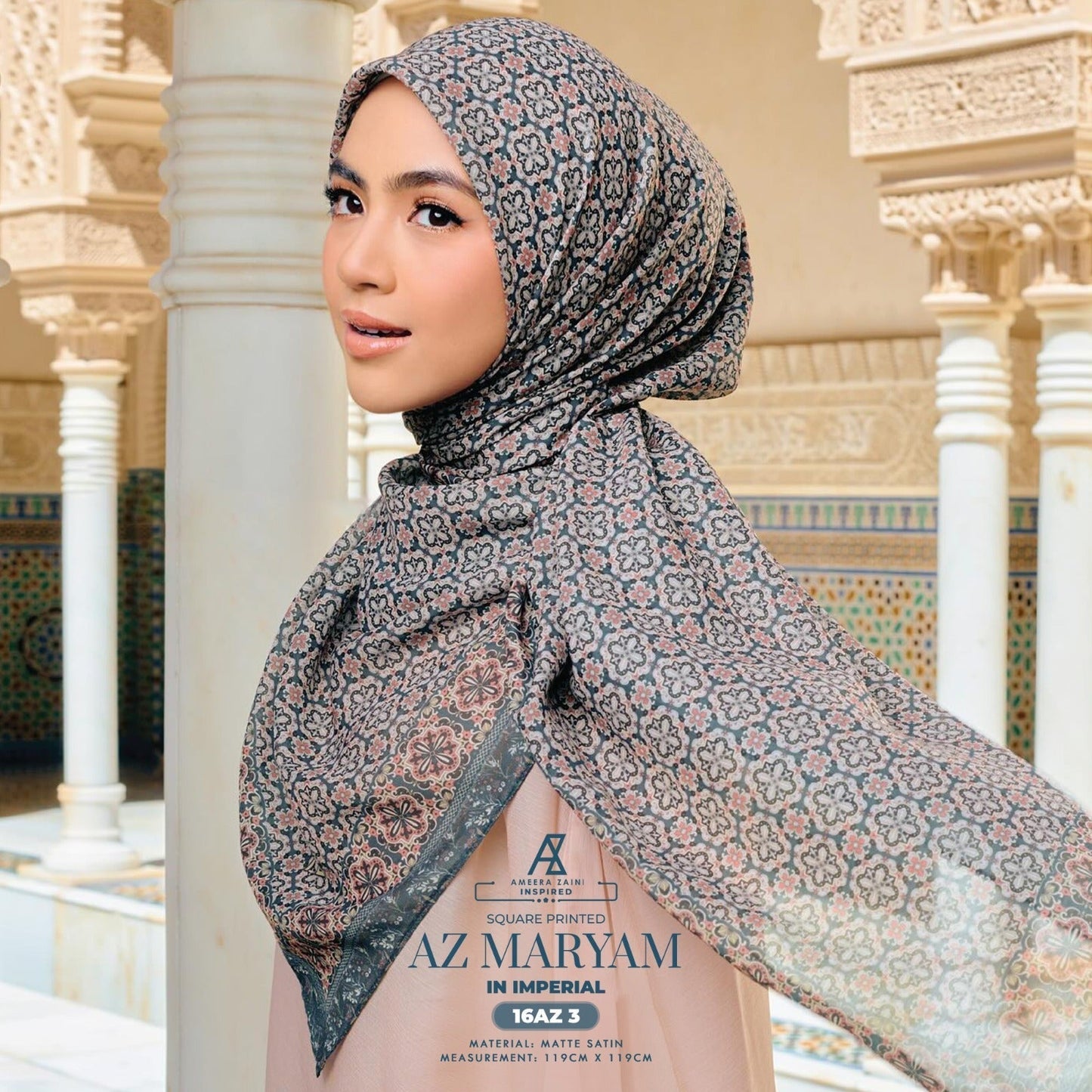 Ameera Zaini Inspired AZ MARYAM Square Printed Collection (16AZ)