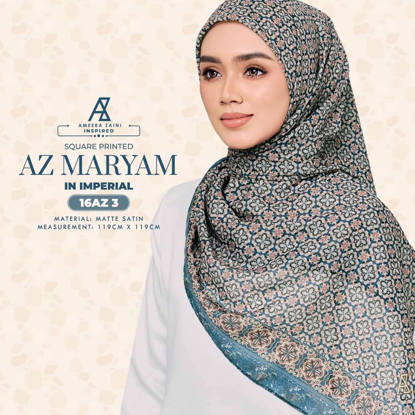 Ameera Zaini Inspired AZ MARYAM Square Printed Collection (16AZ)
