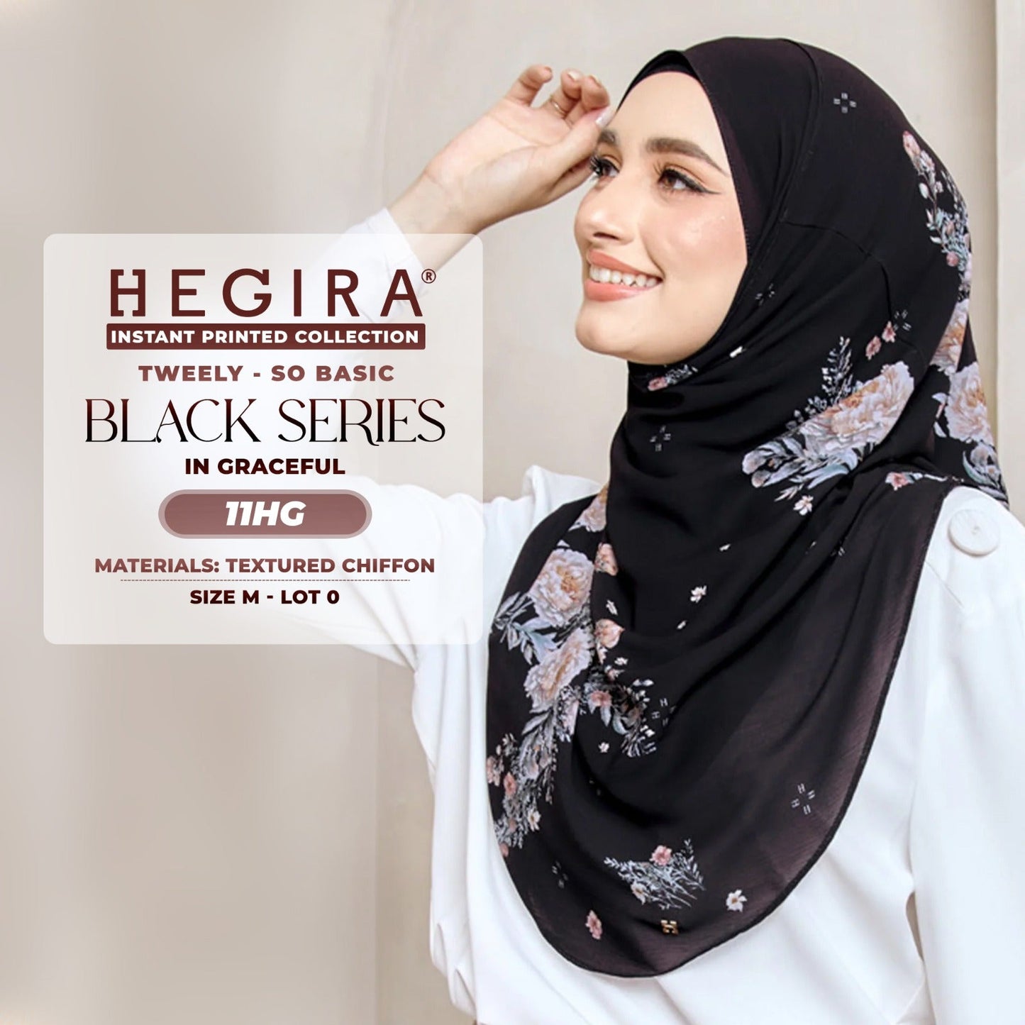 Hegira Hijab Inspired Tweely-So Basic Black Series Instant Collection (8-14HG)