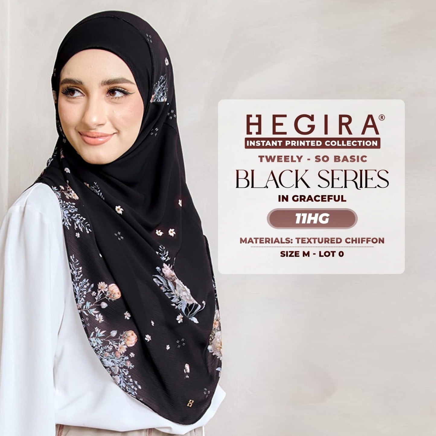Hegira Hijab Inspired Tweely-So Basic Black Series Instant Collection (8-14HG)